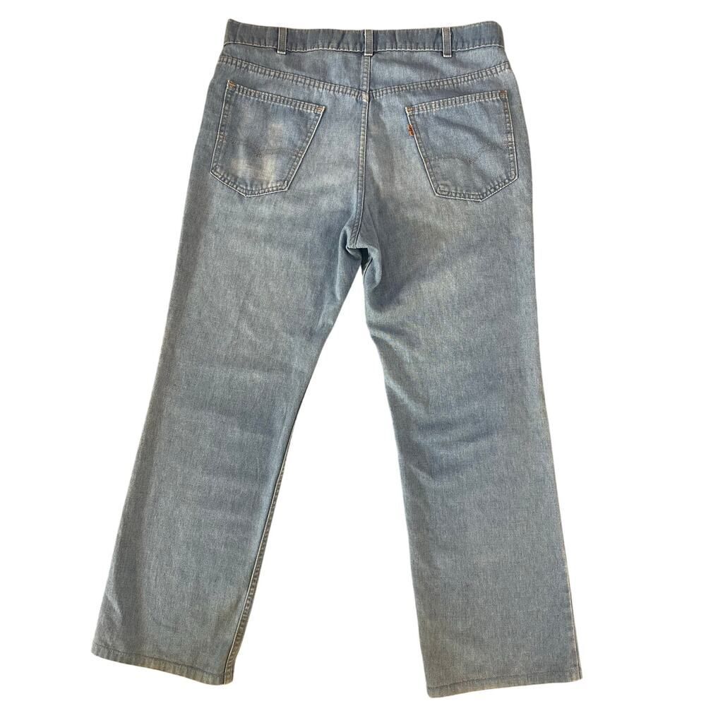 VINTAGE 70s Levi’s Orange Tab Bootcut Wide Leg Light Wash Denim Jeans Men 36x29 - Picture 6 of 16